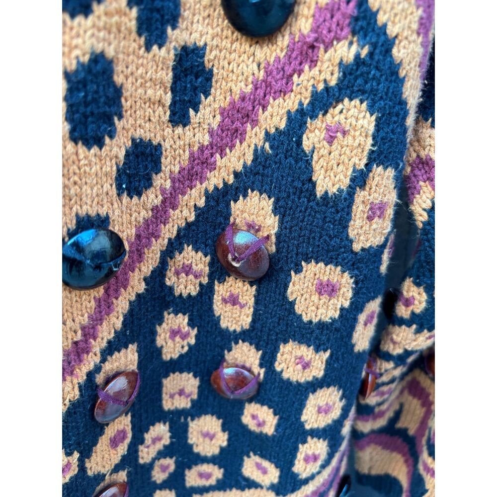 Vtg Adrienne Vittadini Art Deco Beaded Sweater Sz M Patchwork Oversized Cotton - Picture 6 of 8